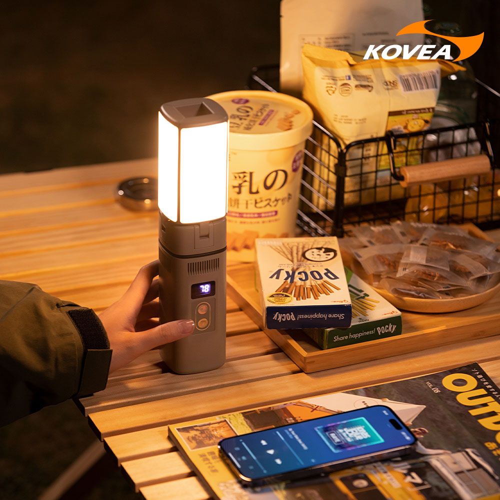 KOVEA Wireless Bluetooth Speaker Lantern | 7200mAh | Foldable Light Wings | 3000K–6000K | SOS/Searchlight | Rich Sound for Camping KOVEA Wireless Bluetooth Speaker Lantern | 7200mAh | Foldable Light Wings | 3000K–6000K | SOS/Searchlight | Rich Sound for Camping
